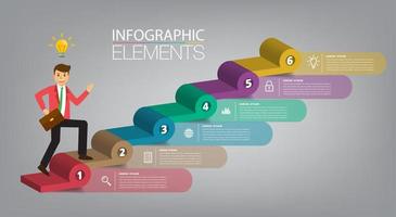 zakenman bedrijf staande op de trap. succes vector
