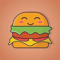 schattig hamburger stripfiguur ontwerp vector