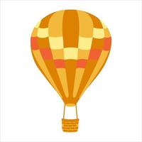 oranje gestreepte luchtballon met mand. hete luchtballon geïsoleerd op een witte achtergrond. plat cartoonontwerp. vector. vector