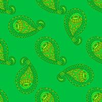 groen naadloos paisleypatroon. kleurrijke bloemen paisley vector naadloze achtergrond. groene kleur. oosterse stijl vectorillustratie. mooi bloemenmotief.