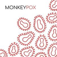 banner van het apenpokkenvirus. Monkeypox-uitbraak pandemisch ontwerp met microscopische cellen weergave achtergrond. lineaire abstracte vectorillustratie. vector