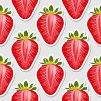 sappige realistische aardbeienschijfjes op een grijze achtergrond. naadloos patroon met aardbeien, zoet voedsel. vectorillustratie. vector