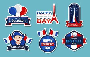 Happy Bastille Day-stickercollectie vector