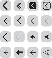 vorige terug pijl icon set. eenvoudig stijlpictogram minimaal, plat, solide, mono, monochroom, eenvoudig, eigentijds. internet web design elementen vector illustratie