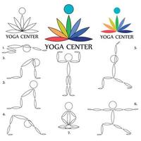 yogacentrum. pictogrammen met een logo en poses voor het centrum van yoga. vector