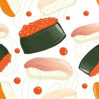 sushi naadloze patroon geïsoleerd op een witte achtergrond. vectorillustratie. vector