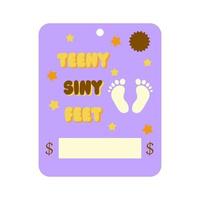 teeny siny feet-baby shower wenskaarten. baby cadeaubon, geldkaartsjabloon. vectorillustratie. vector