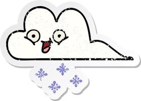 noodlijdende sticker van een schattige cartoon sneeuwwolk vector