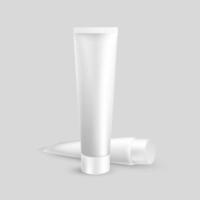 twee realistische tube crèmes. verpakkingsmodelsjabloon voor cosmetische en medische producten. vector illustratie