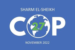 jaarlijkse klimaatconferentie cop 27 sharm el-sheikh in november 2022. internationale klimaattop banner. opwarming van de aarde. vector illustratie