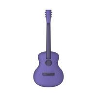 paarse akoestische 3d gitaar geïsoleerd op een witte achtergrond. vector illustratie