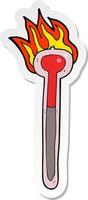 sticker van een cartoon hete thermometer vector