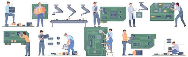 montageset voor microchips vector