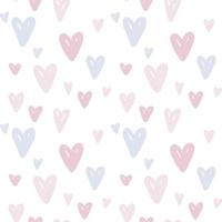 naïef pastel harten naadloze vector patroon in romantische stijl. achtergrond voor kinderkamer, voor kinderkleding, inpakpapier, valentijnsdag, moederdag, bruiloft, scrapbooking