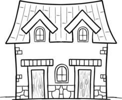 sprookjesachtig oud huis kleurplaat illustratie geïsoleerd vector