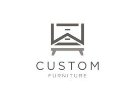 letter w met houten meubelconcept logo ontwerp inspiratie vector