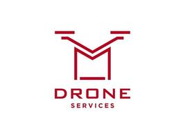 letter m drone logo vector sjabloonpictogram. fotografie drone-vector. quad copter vector pictogram