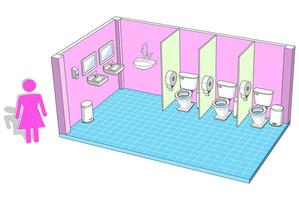 openbaar toilet voor vrouwen met faciliteiten isometrische weergave, vectorillustratie vector