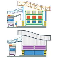 fabrieksgebouw, dwarsdoorsnede magazijn, vectorillustratie vector