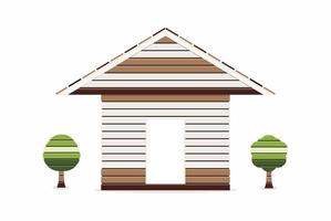 houten huis met kleine boom op witte achtergrond, vectorillustratie vector