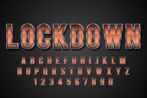 decoratieve lockdown lettertype en alfabet vector