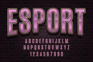 decoratieve esport-lettertype en alfabetvector vector