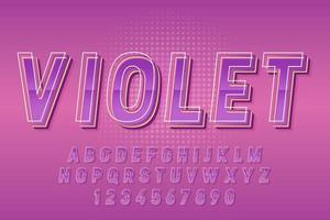 decoratieve violet lettertype en alfabet vector