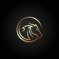 gouden paardenhoofd logo. paard pictogram vectorillustratie geïsoleerd op zwarte achtergrond. vector