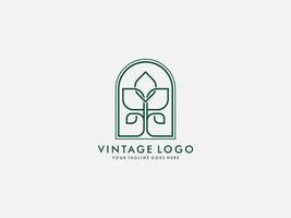 vintage blad vector logo ontwerpconcept