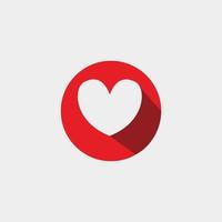 gewone schattige liefde hart pictogram in rode cirkel teken logo concept vector