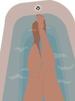 cartoon vectorillustratie van vrouw benen in de badkamer. vector