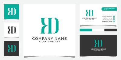 kd of dk brief logo ontwerp vector met visitekaartje.