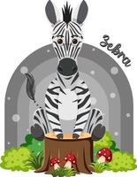 schattige zebra in cartoon vlakke stijl vector