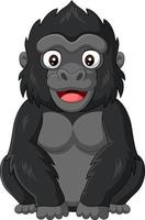 cartoon schattige baby gorilla zittend vector