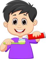 tekenfilmjongen met tandenborstel vector