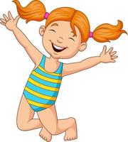cartoon gelukkig meisje in een zwempak vector