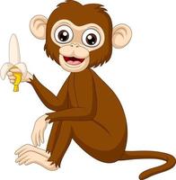 cartoon grappige aap met banaan vector