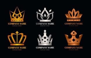 luxe kroon logo set sjabloon vector