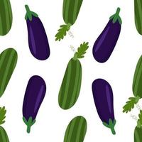 naadloze patroon met groenten, courgette en aubergine op een witte achtergrond. vectorillustratie voor afdrukken op kleding, textiel, papier, stof, verpakking. vector