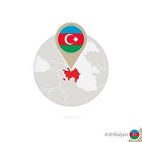 Azerbeidzjan kaart en vlag in cirkel. kaart van azerbeidzjan, azerbeidzjan vlag pin. kaart van azerbeidzjan in de stijl van de wereld. vector