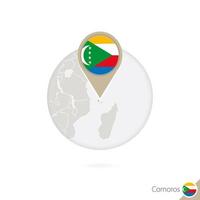 brazilië kaart en vlag in cirkel. kaart van de comoren, de vlag van de comoren. kaart van de comoren in de stijl van de wereld. vector
