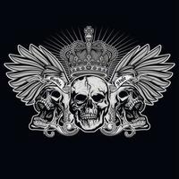 gotisch bord met schedel met kroon, grunge vintage design t-shirts vector