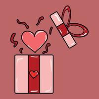 geschenkdoos met hart en confetti vector