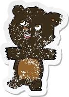 retro noodlijdende sticker van een cartoon zwarte beer vector