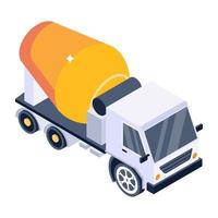 bekijk het isometrische pictogram van een betonnen vrachtwagen vector