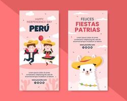 fiestas patrias peru verhalen sjabloon sociale media platte cartoon achtergrond vectorillustratie vector