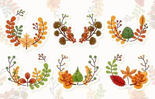 herfst bloemen sticker set vector