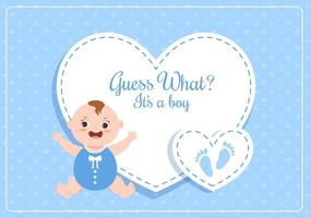 geboorte foto is het een jongen met een baby afbeelding en blauwe kleur achtergrond cartoon illustratie voor wenskaart of uithangbord? vector