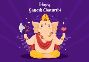 gelukkige ganesh chaturthi van festival in india om zijn aankomst op aarde te vieren in vlakke stijl vectorillustratie als achtergrond vector