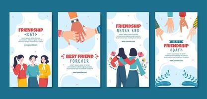 gelukkige vriendschap dag sociale media verhalen sjabloon platte cartoon achtergrond vectorillustratie vector